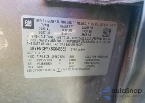 2011 Cadillac Srx Premium Collection z USA, uszkodzony, nr VIN 3GYFNCEYXBS648365